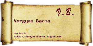 Vargyas Barna névjegykártya